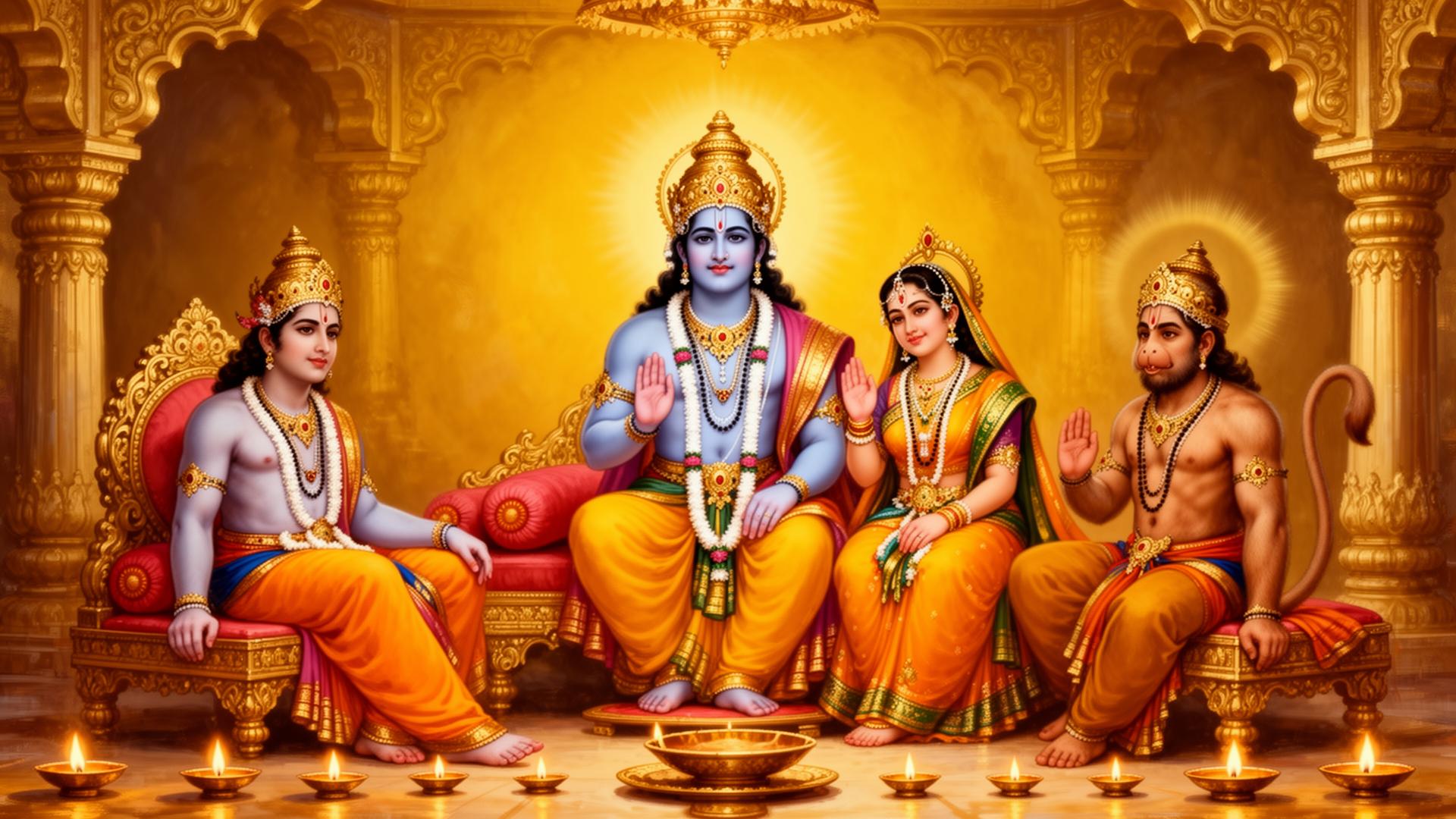 Ram Darbar — Lord Rama with Sita, Lakshmana and Hanuman